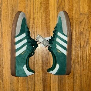 Green adidas samba og gum soles